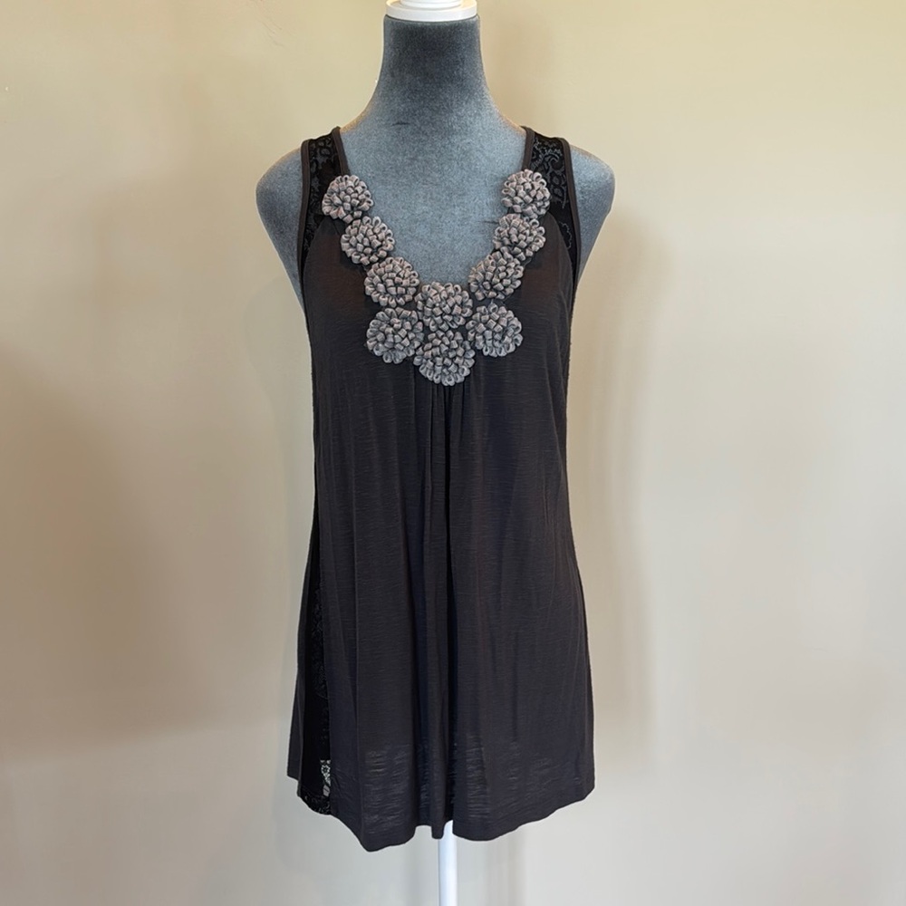 Black Sleeveless Embellished Tank Top